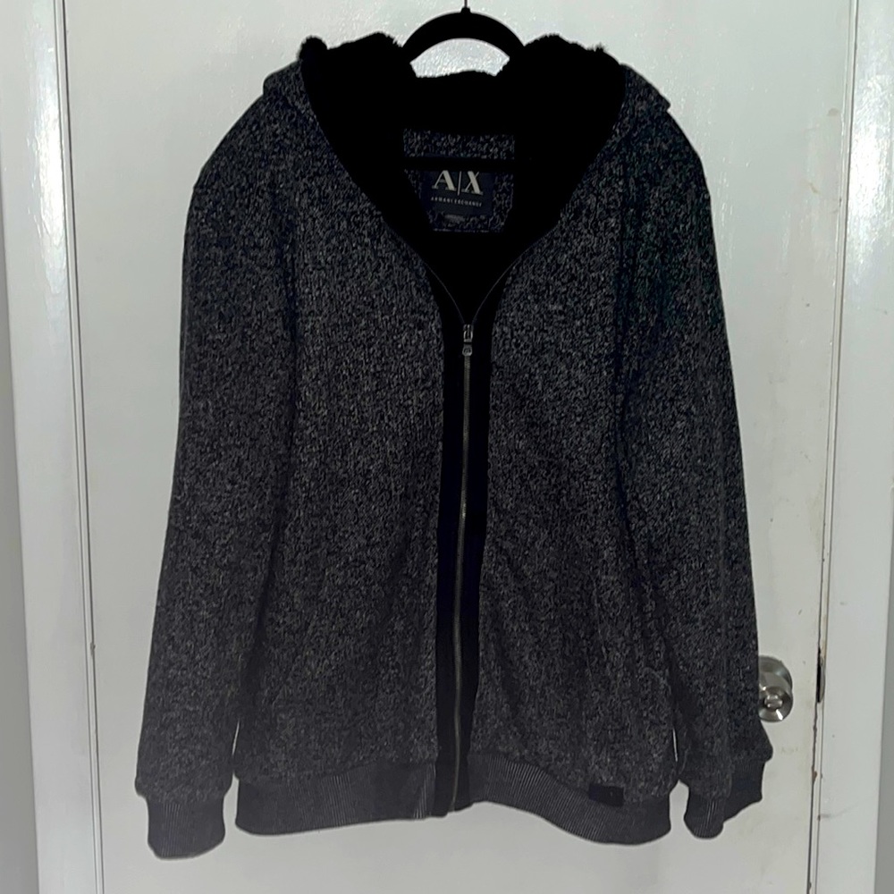 Armani exchange fur lined zip up.